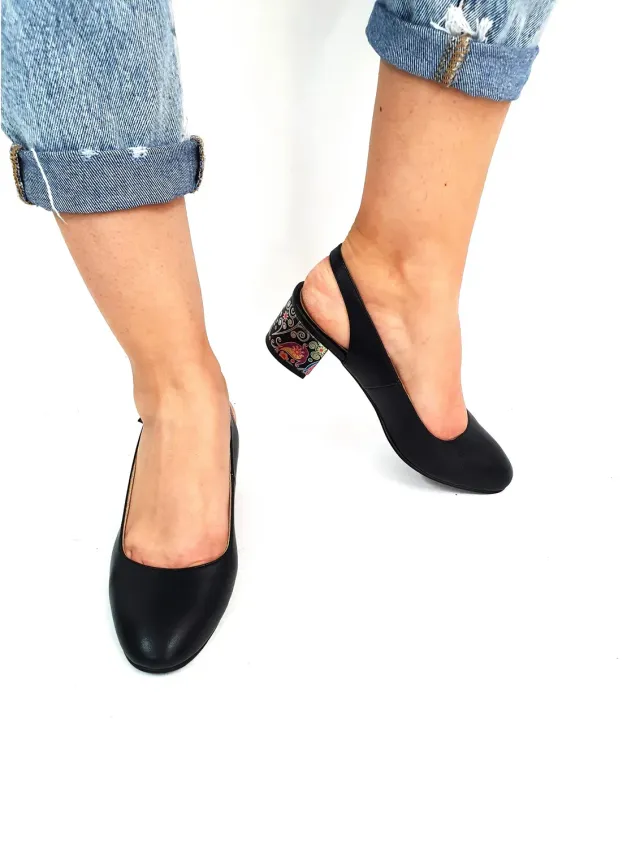 Catinca Shoes A77 NBP sandale dama piele negru paun