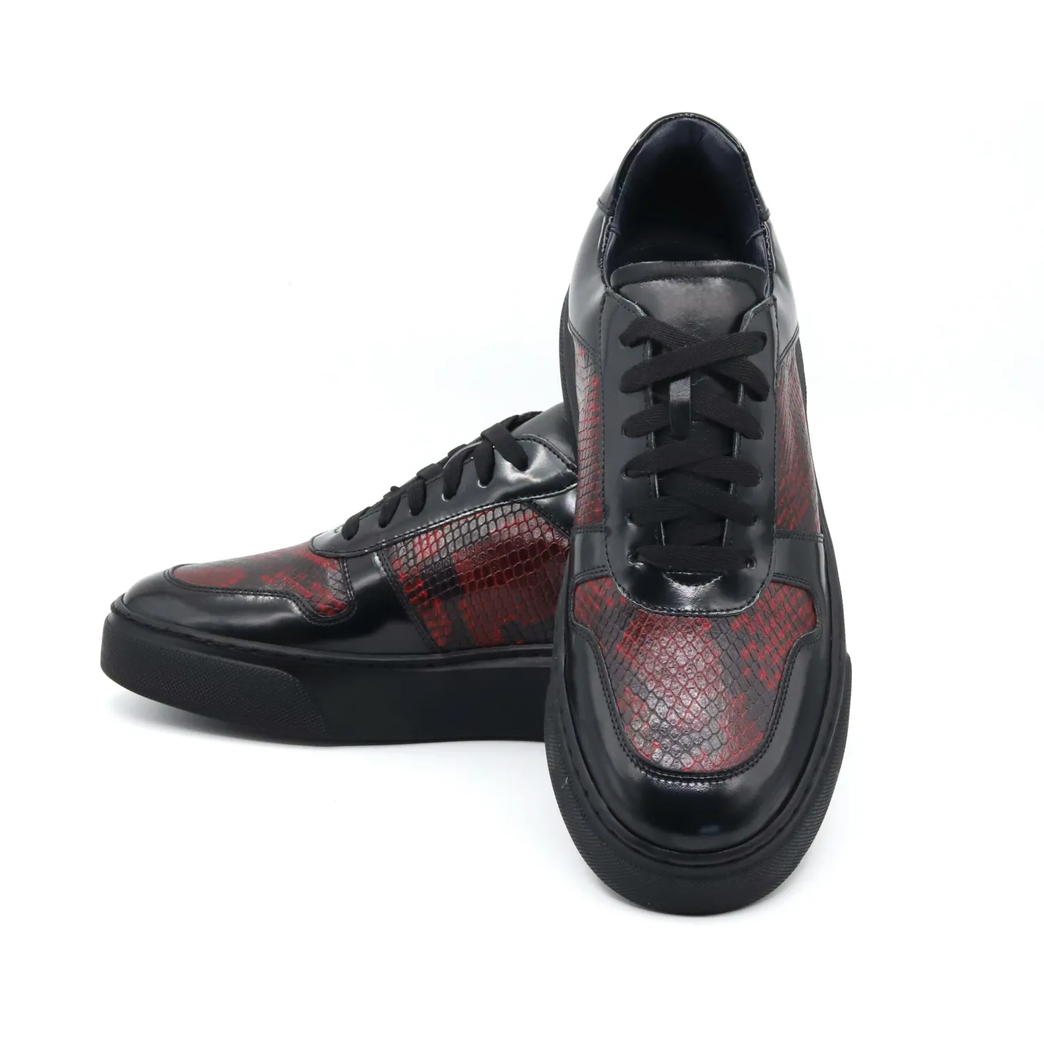 Lucas Shoes 001 sneakers piele negru rosso snake