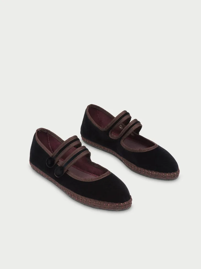 Flagelus Antoine Black pantofi mary jane catifea neagra