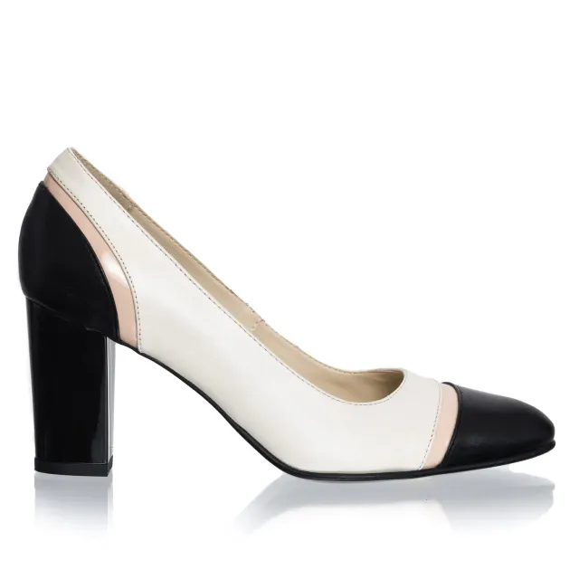 Catinca Shoes 2693 BNN pantofi piele bej cu negru