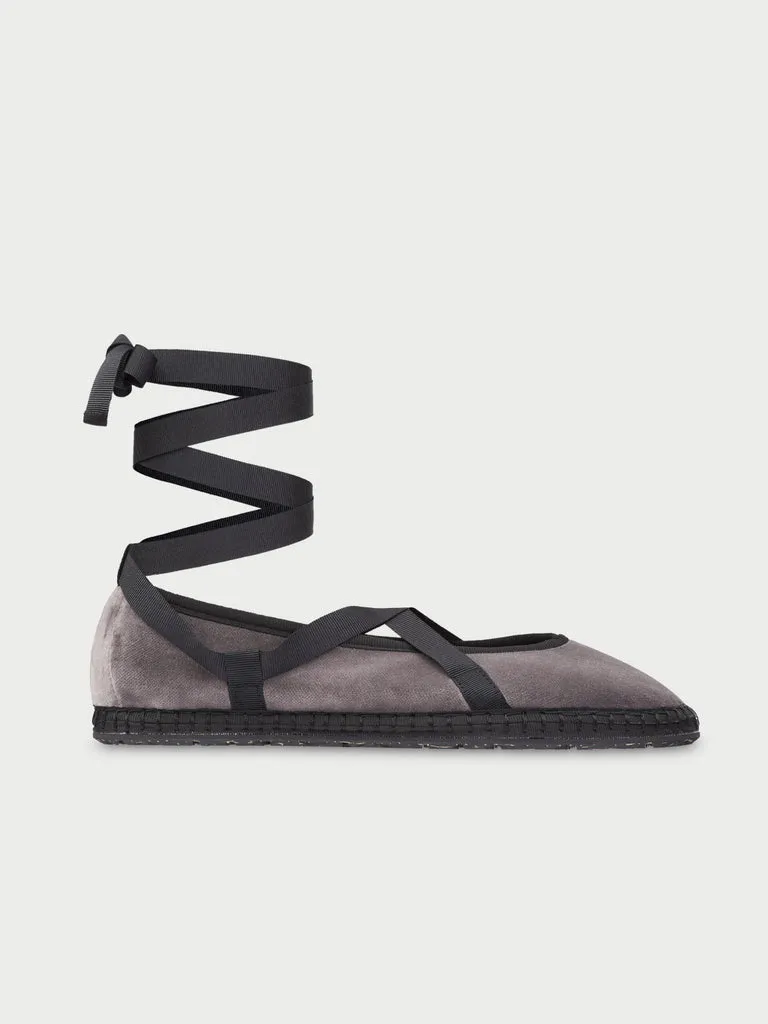 Flagelus Eichiro Velvet Ribbon pantofi gri catifea