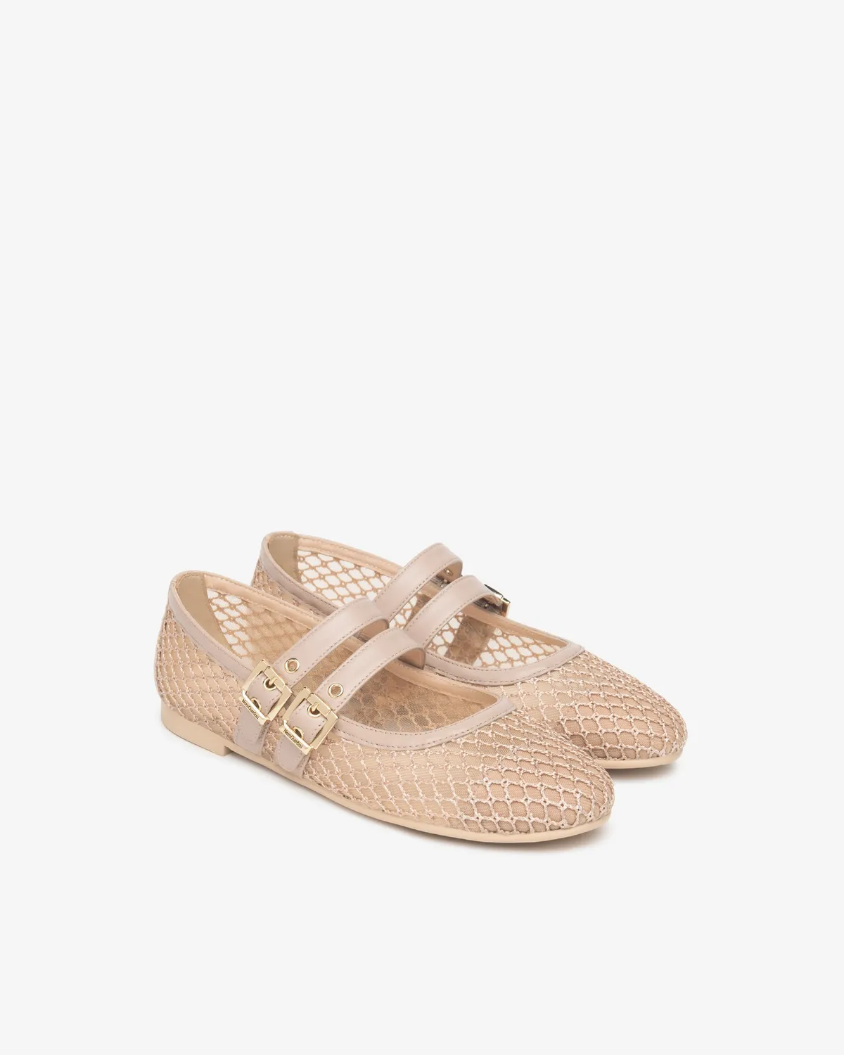 NeroGiardini Balerini Dama Piele si Textil Bej