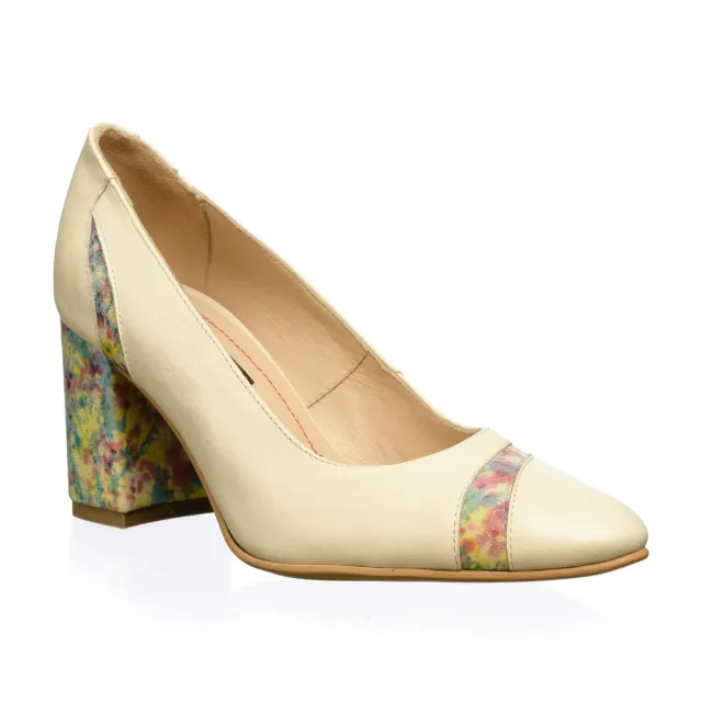 Catinca Shoes 114 BM pantofi piele bej toc multicolor