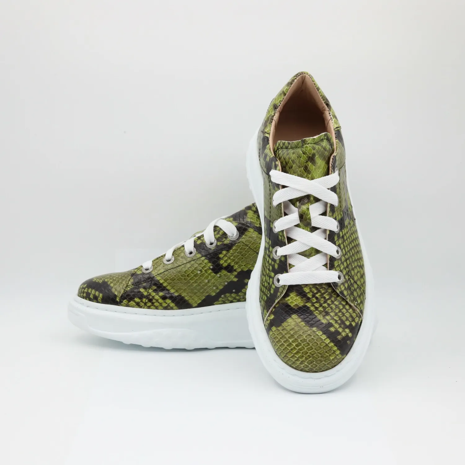 Lucas Shoes Sneaker 5101 RV Green Snake piele naturala