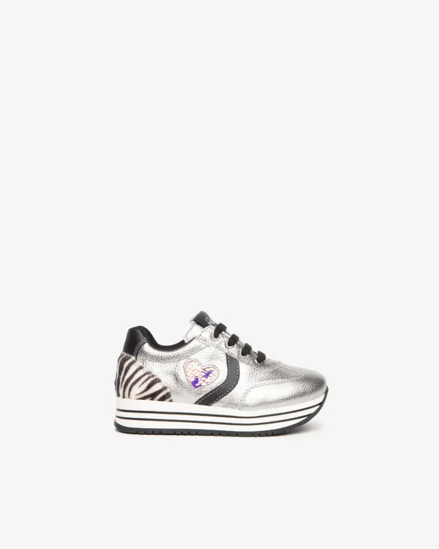 NeroGiardini Junior sneakers piele fete cu inimă paiete