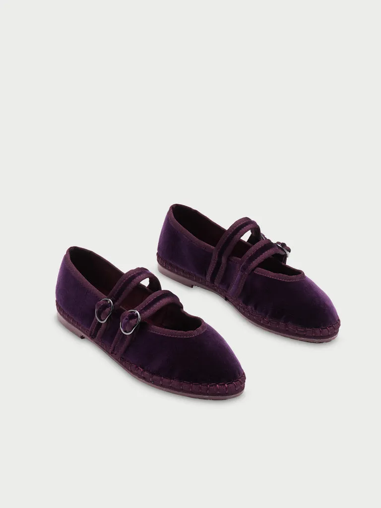 Flagelus Claire Aubergine pantofi Mary Jane catifea