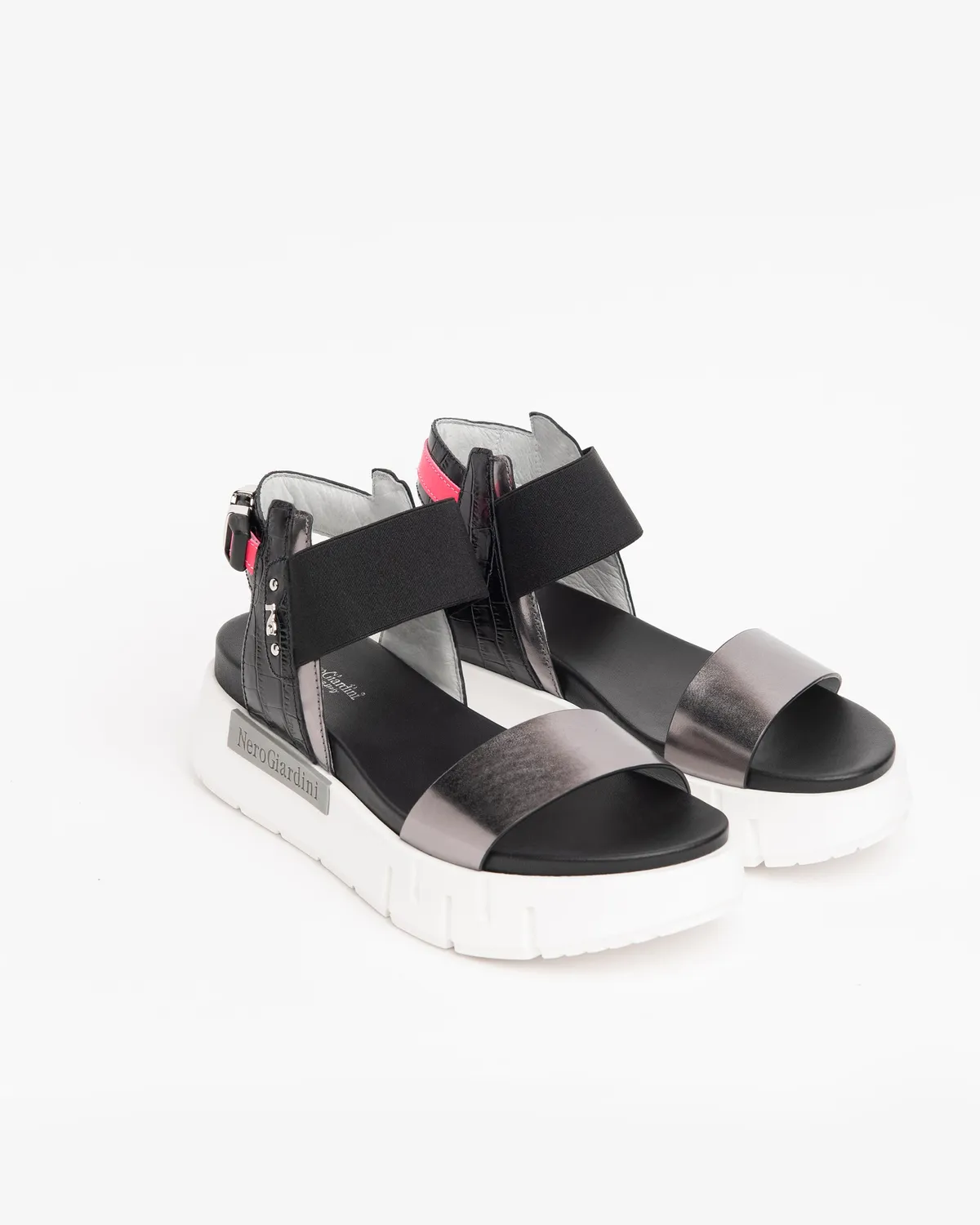 NeroGiardini sandale piele damă cu talpă sport 4cm