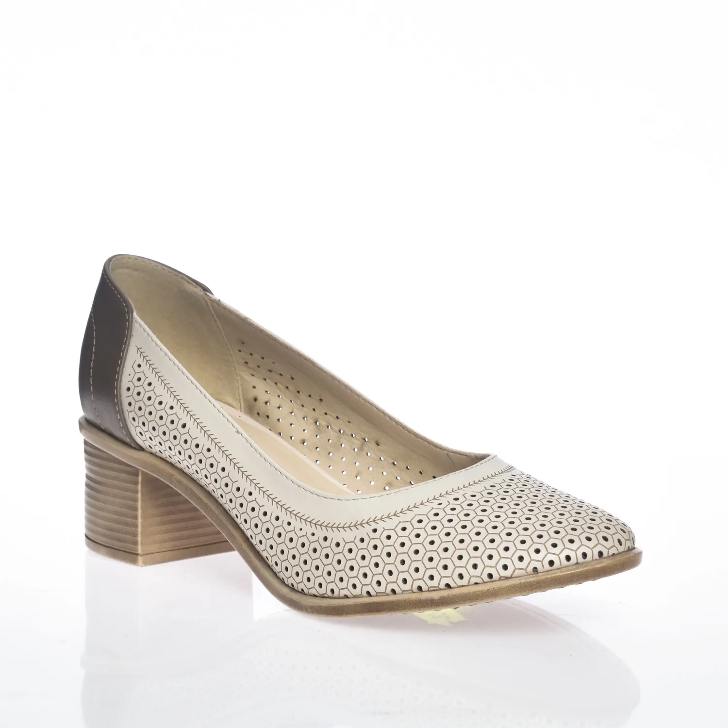 Catinca Shoes T2 BG pantofi piele naturala bej cu gri