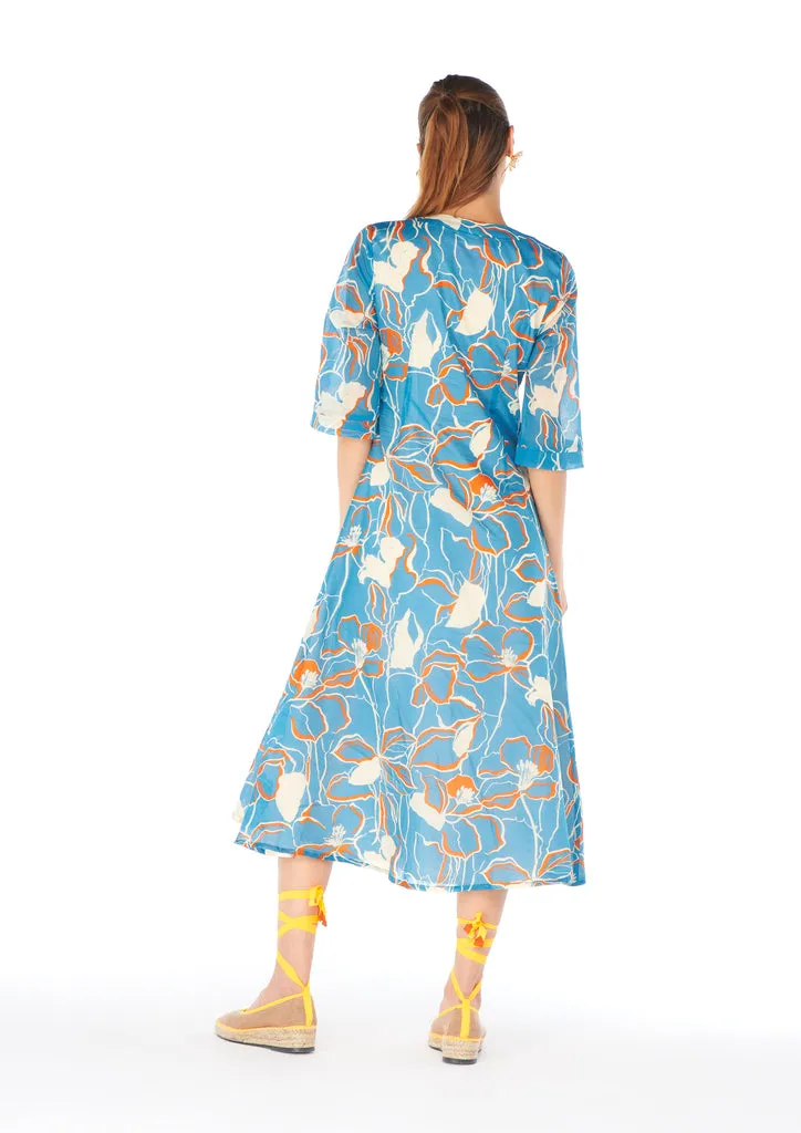Flagelus Yao Blue Kaftan caftan albastru lung