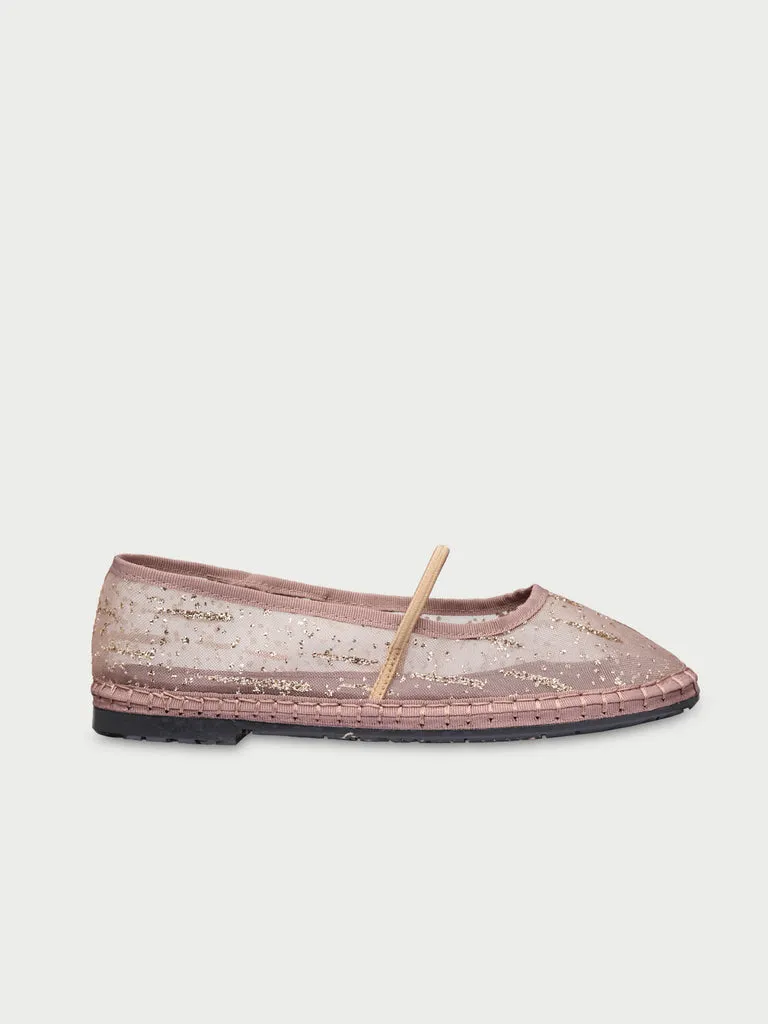 Flagelus Celie Glitter Mesh Gold pantofi Mary Jane aurii