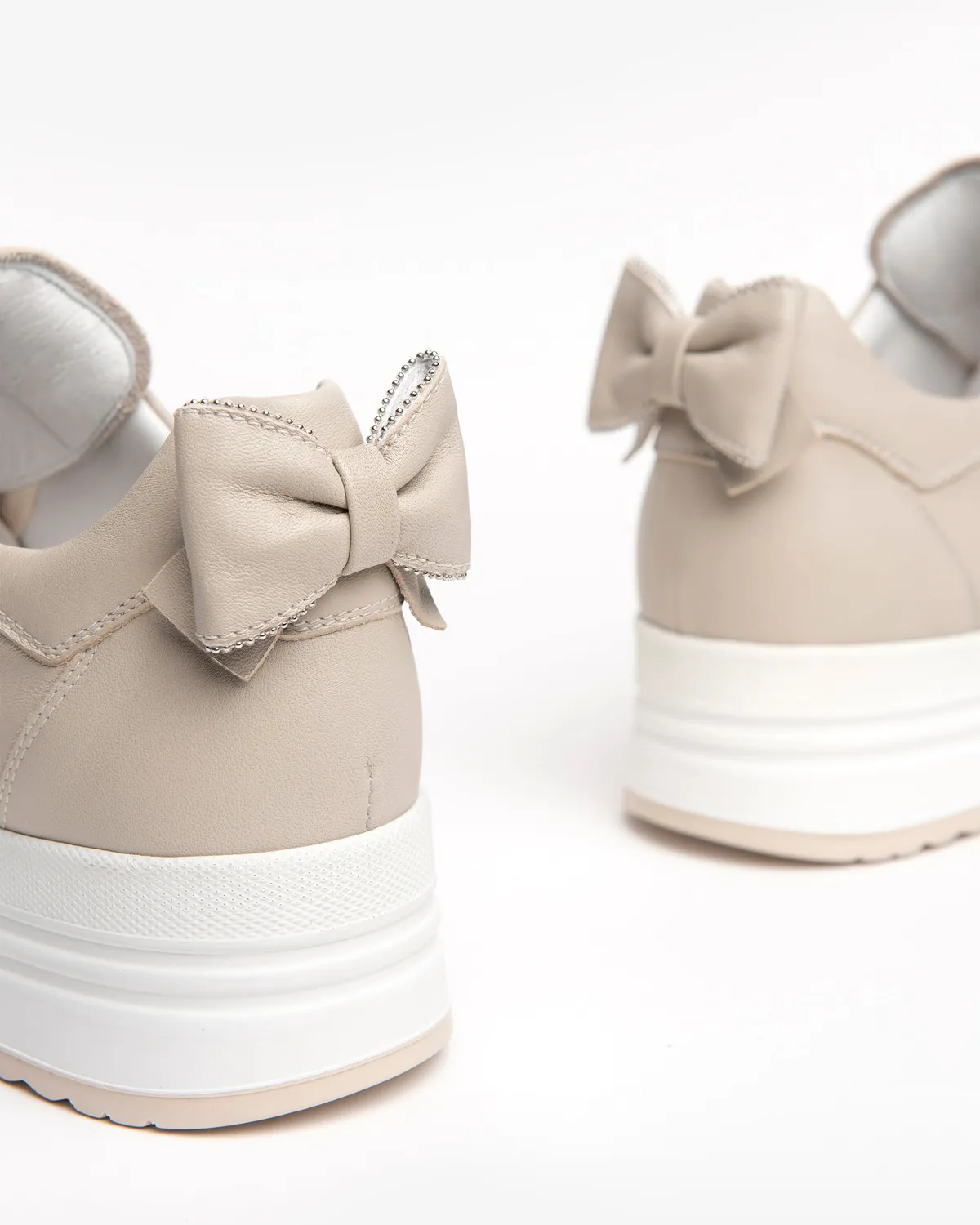 NeroGiardini sneakers piele dama cu funda platforma 4,5 cm