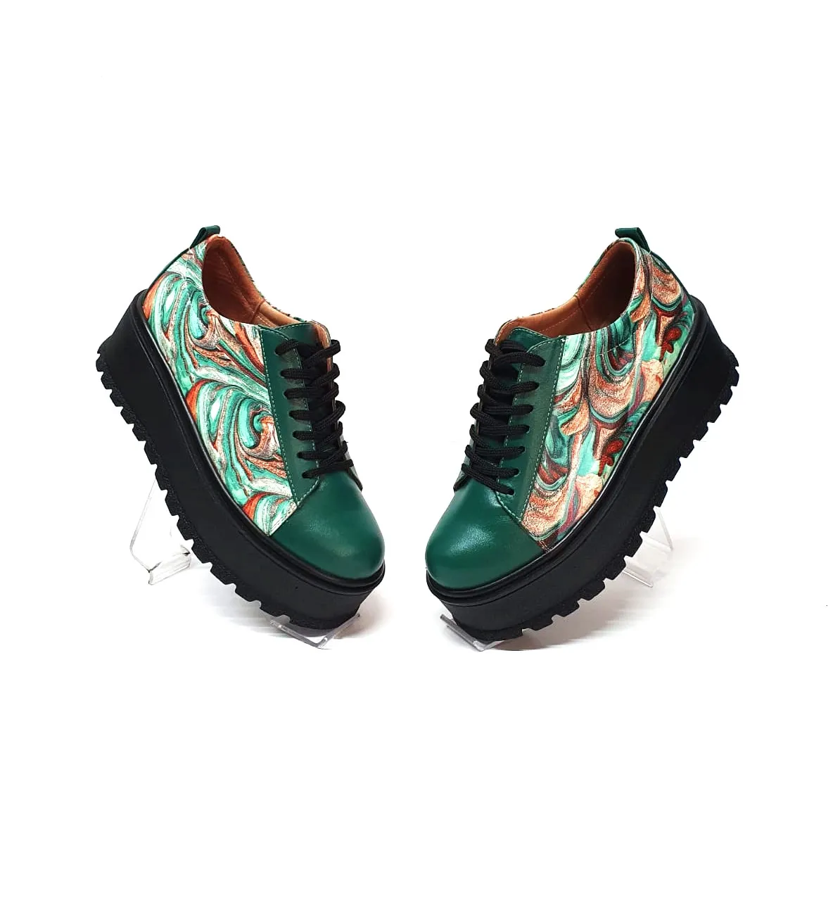 Catinca Shoes X3 VBPV pantofi piele verde box pictura