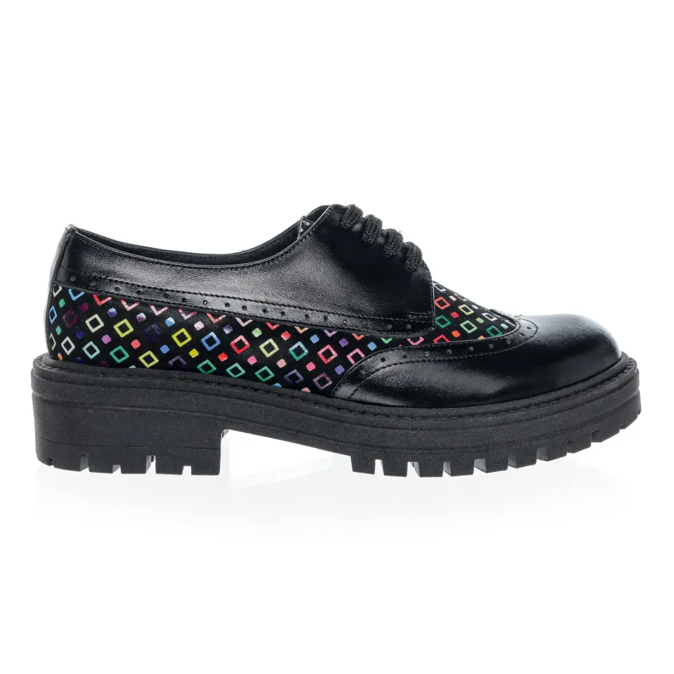 Catinca Shoes G9 NPC pantofi piele negru cu patrătele