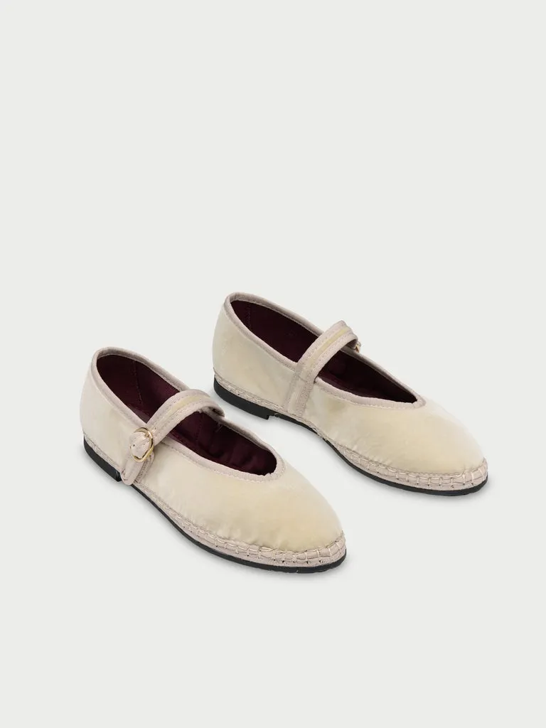 Flagelus Pierre Cream balerini crem catifea