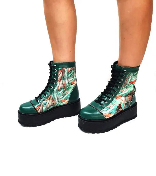 Catinca Shoes BC31 VPV bocanci dama verde piele naturala