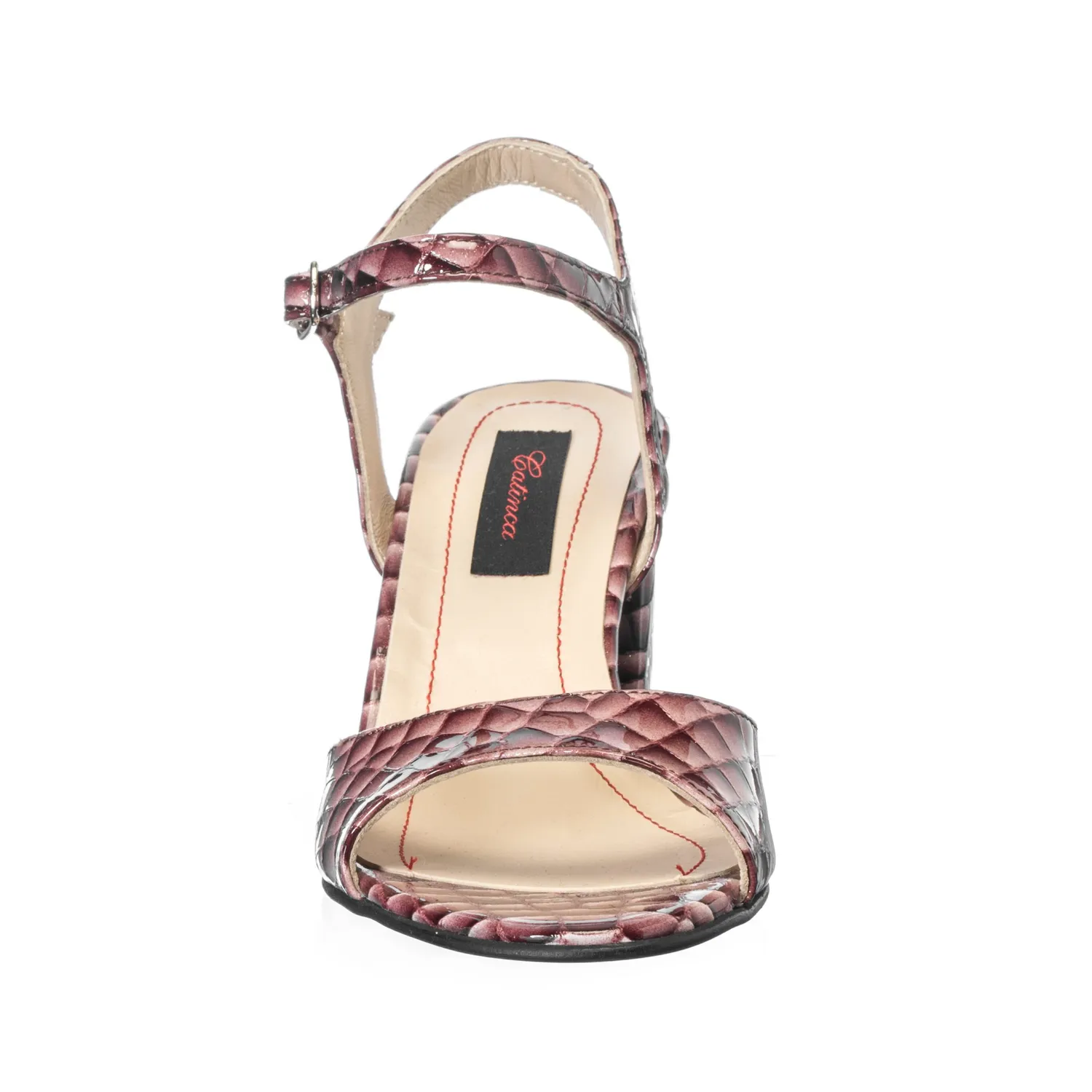 Catinca Shoes S15 BC sandale dama bordo piele croco