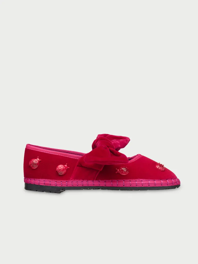 Flagelus Lyra Ladybug balerini roz din catifea