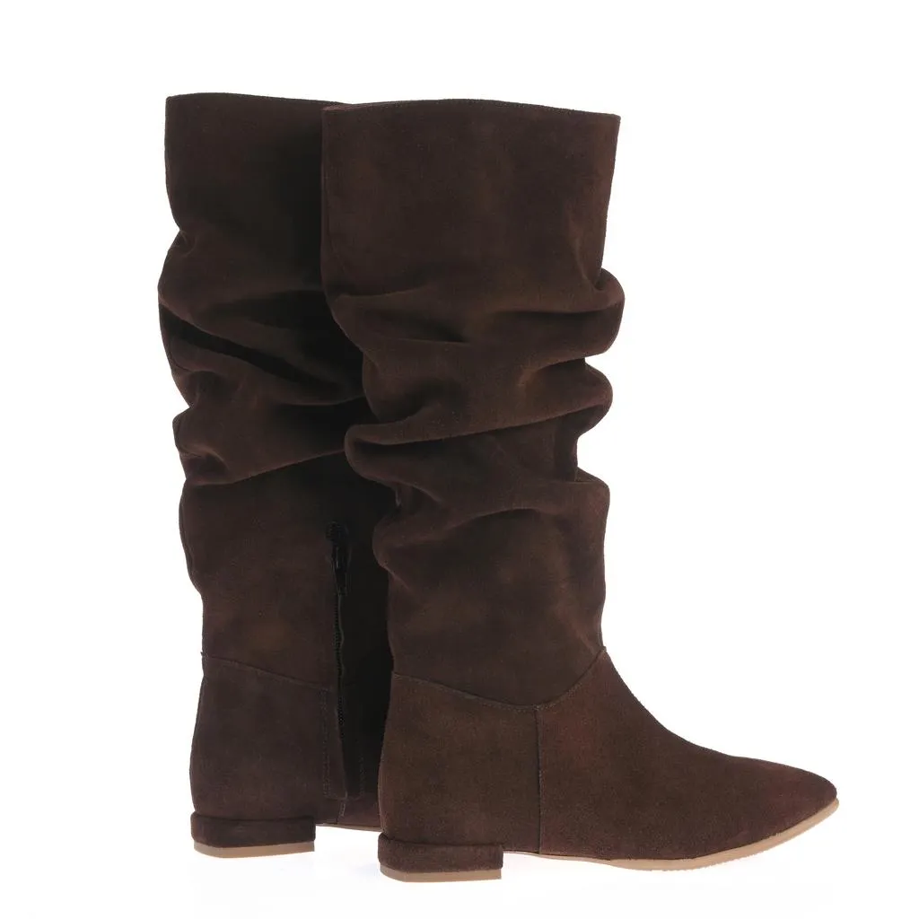 Ana Urbana Shoes Illona cizme maro piele intoarsa