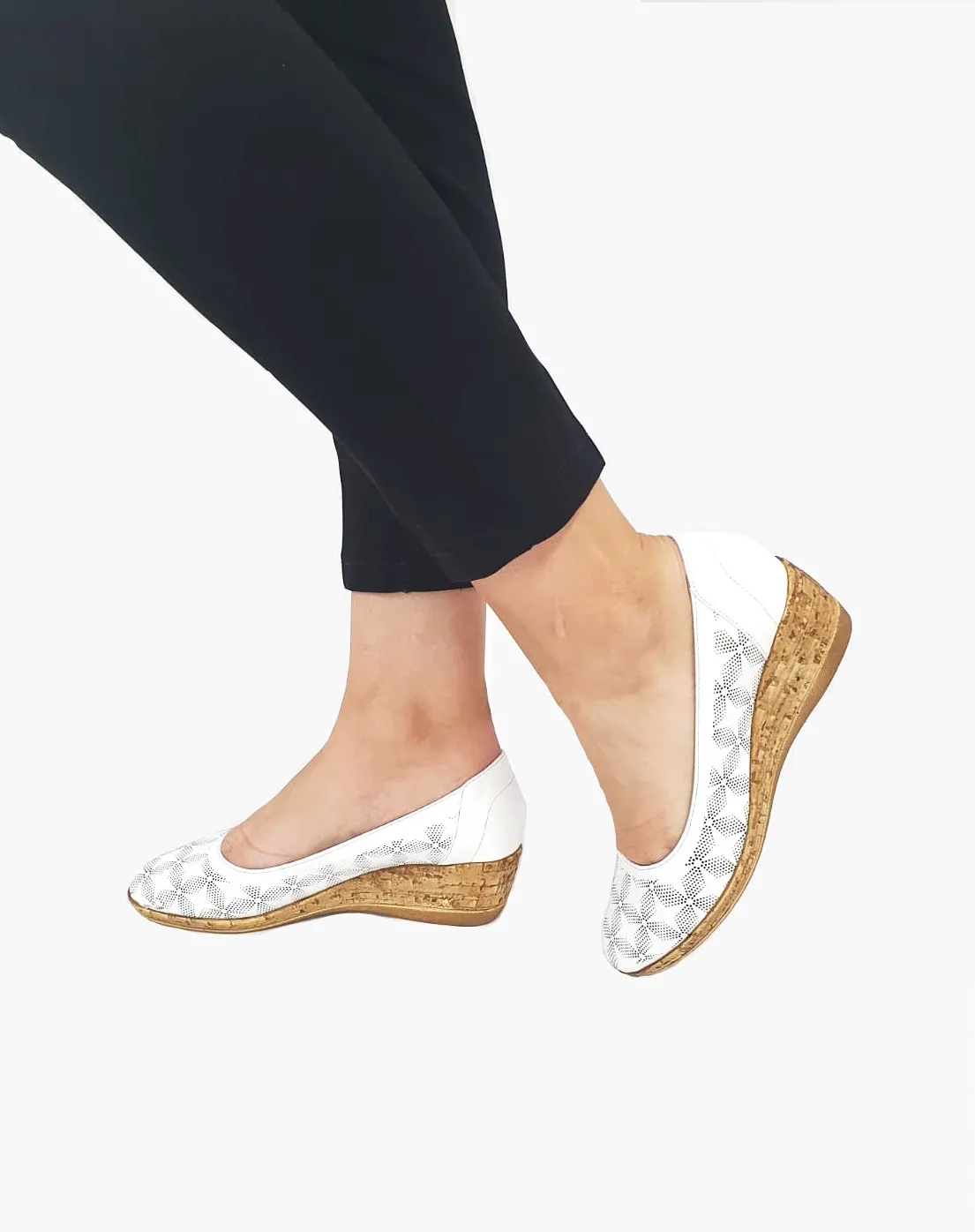Catinca Shoes T13 A pantofi dama piele albi perforati