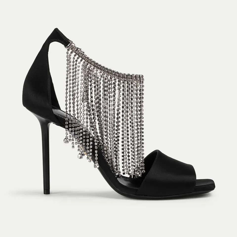 Cesare Paciotti Medea sandale dama negre satin toc 10 cm
