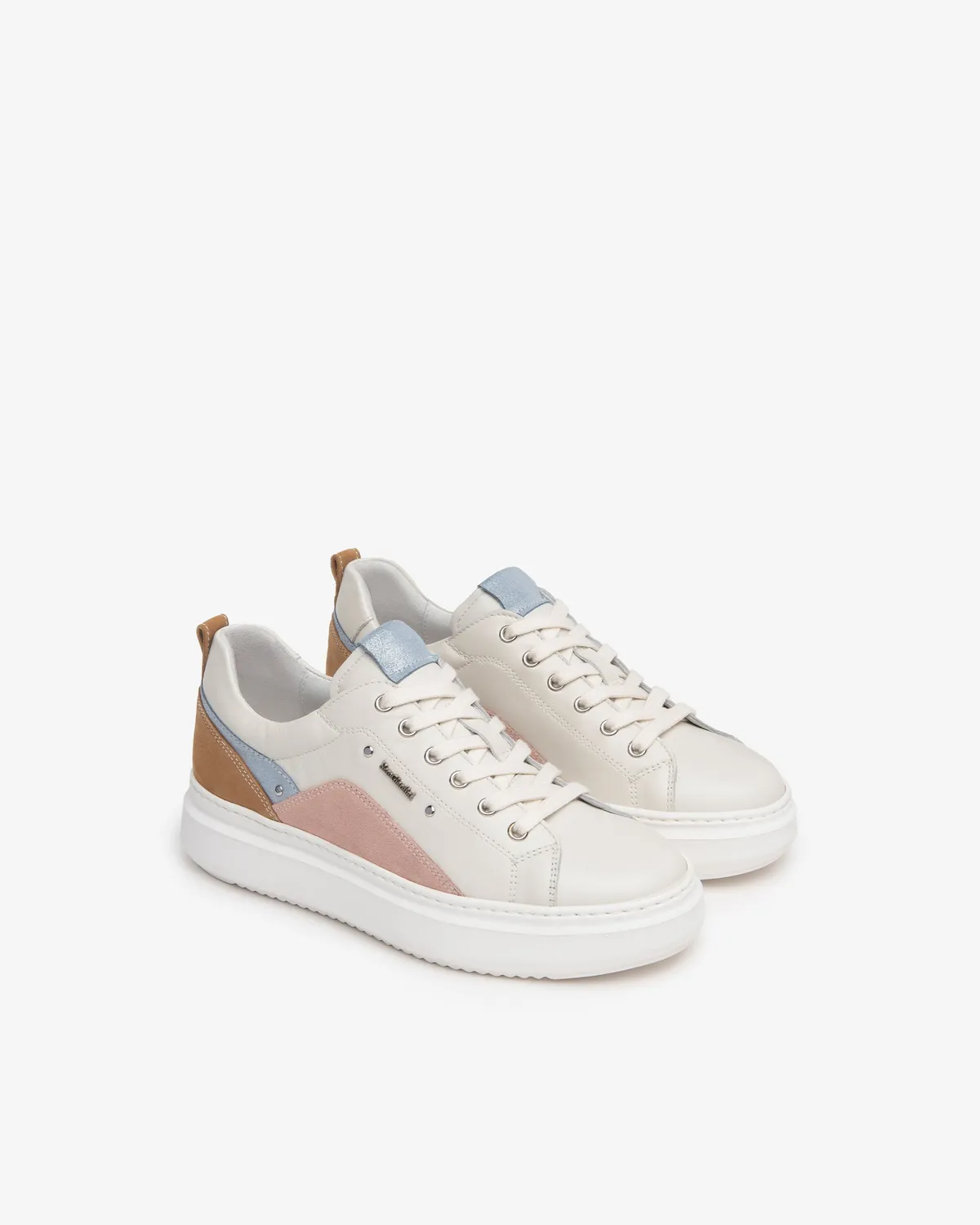 NeroGiardini sneakers damă piele și piele întoarsă combinați