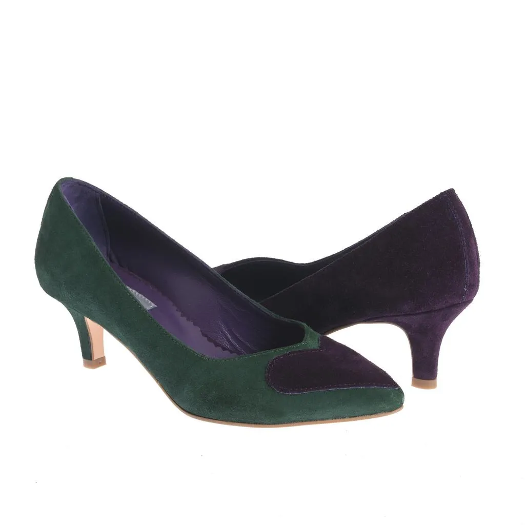 Ana Urbana Mihaela pantofi verde-mov toc 4 cm