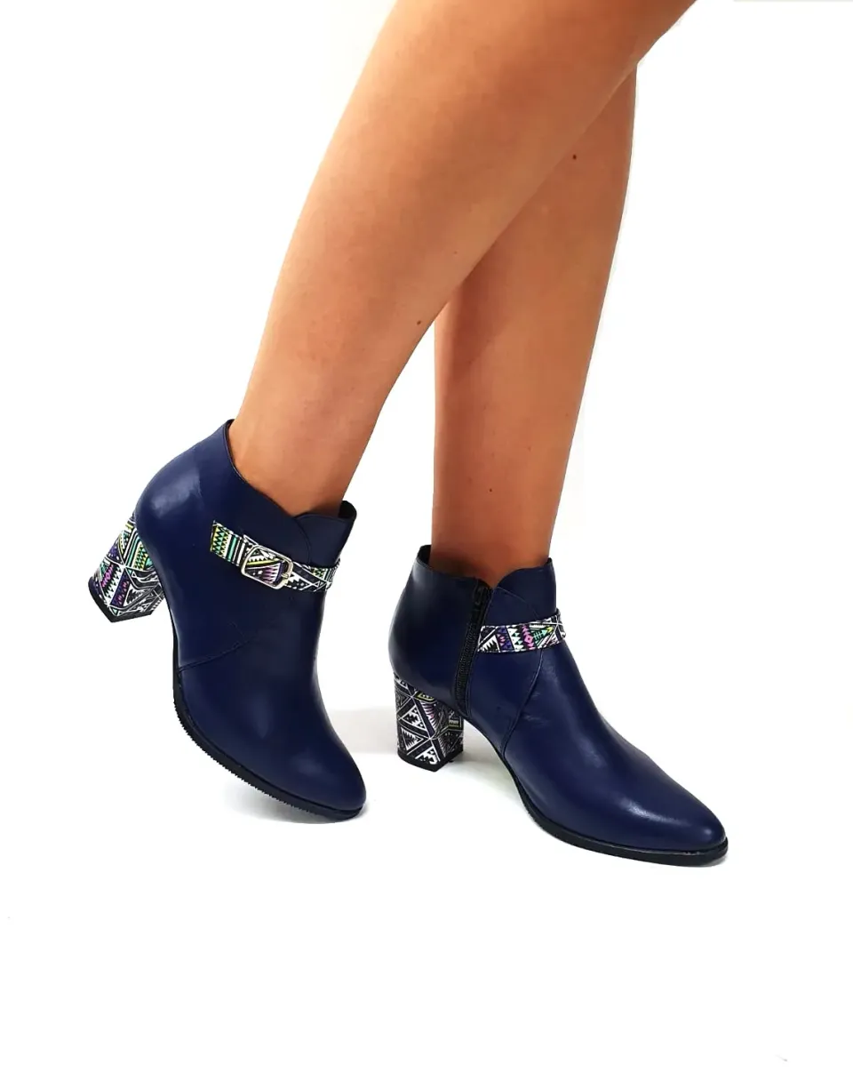 Catinca Shoes GX35 BT botine dama piele bleumarin