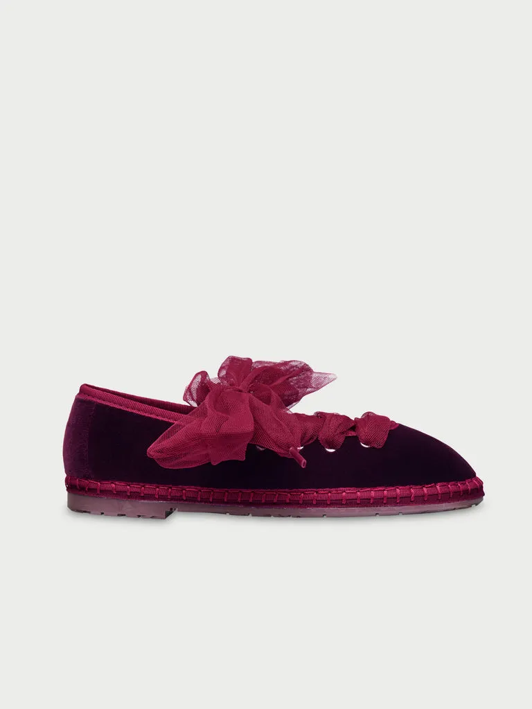Flagelus Ginevra Wine slippers catifea visiniu cu siret