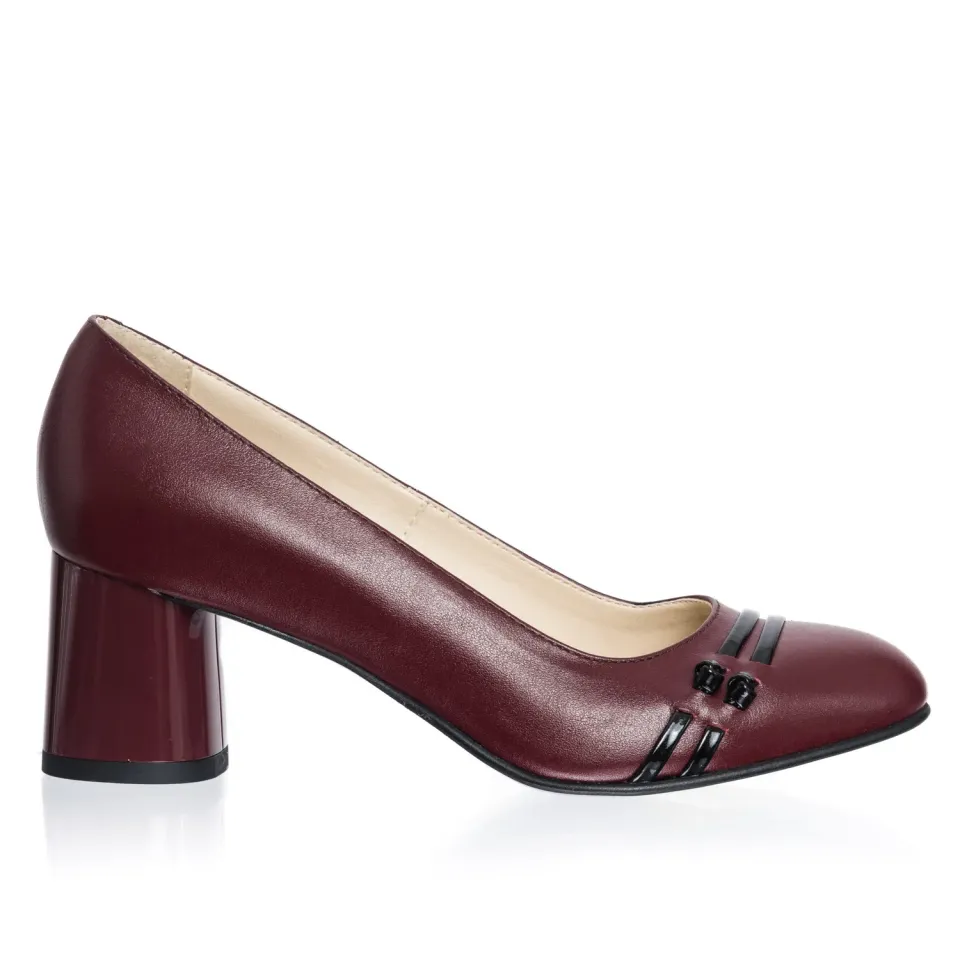 Catinca Shoes 55 BON pantofi dama piele bordo cu negru