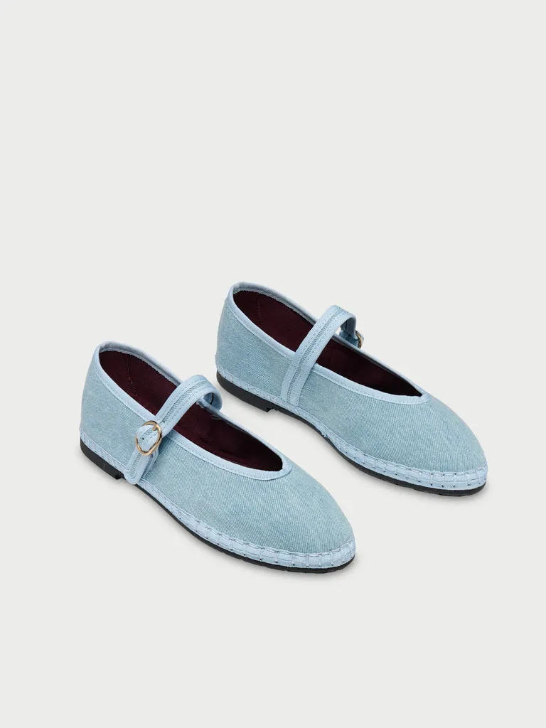 Flagelus Pierre Light Denim Blue balerini denim albastru deschis