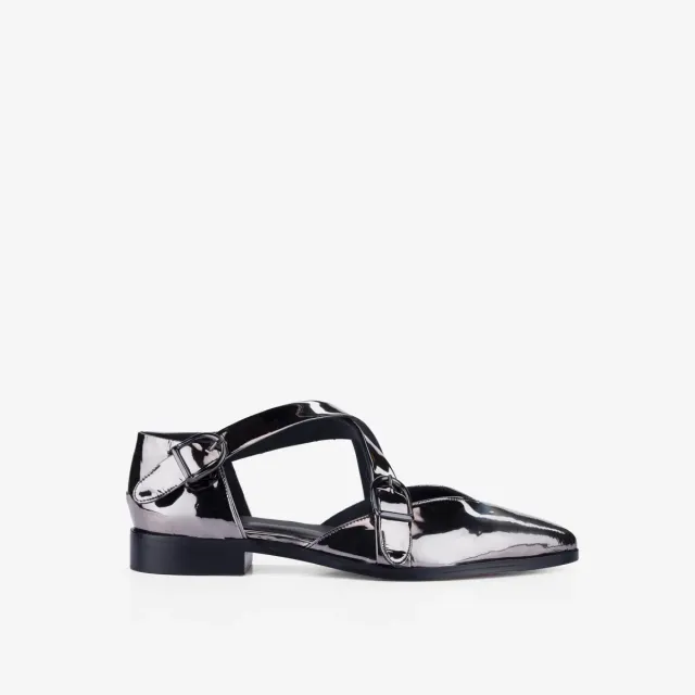 Cecilia Bringheli Croce Patent Silver sandale argintii lac