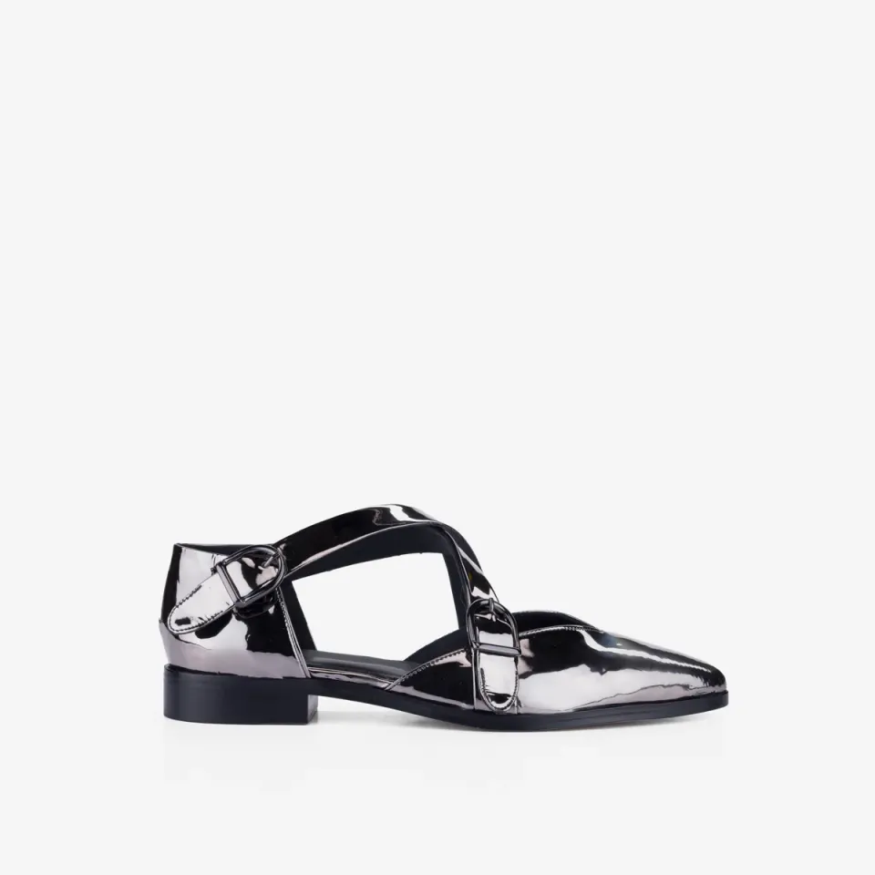Cecilia Bringheli Croce Patent Silver sandale argintii lac
