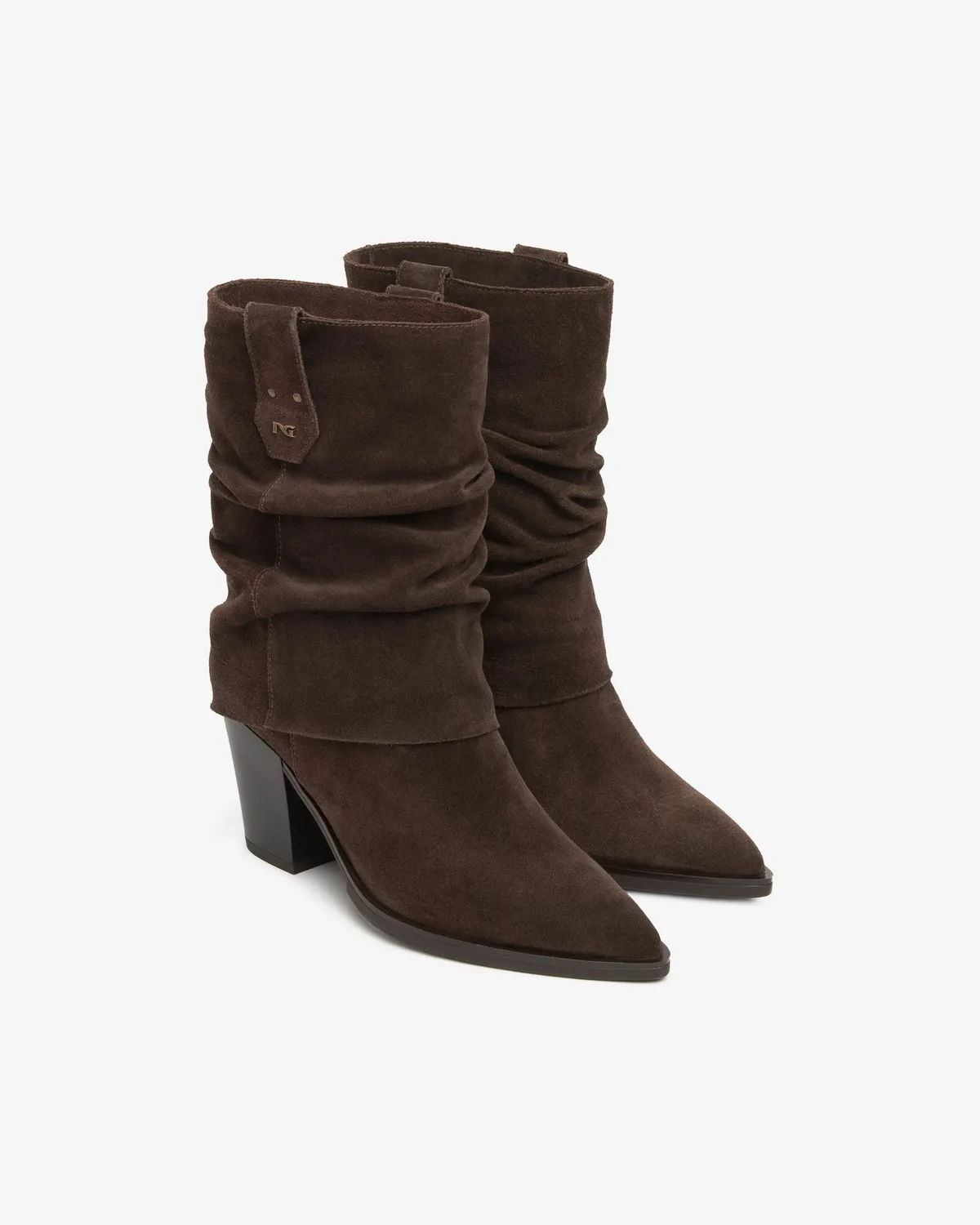 NeroGiardini cizme western dama piele intoarsa toc 80