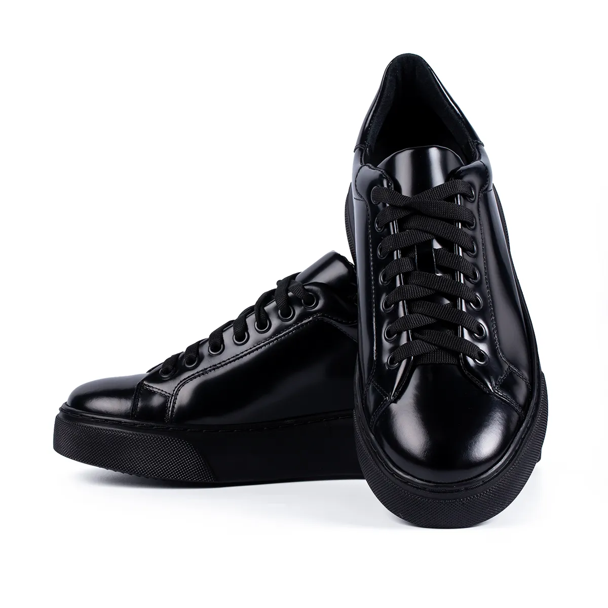 Lucas Shoes 510 sneakers negri lac mat piele