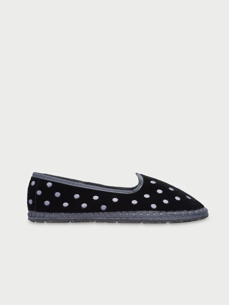 Flagelus Silver Dots pantofi mary jane negri catifea