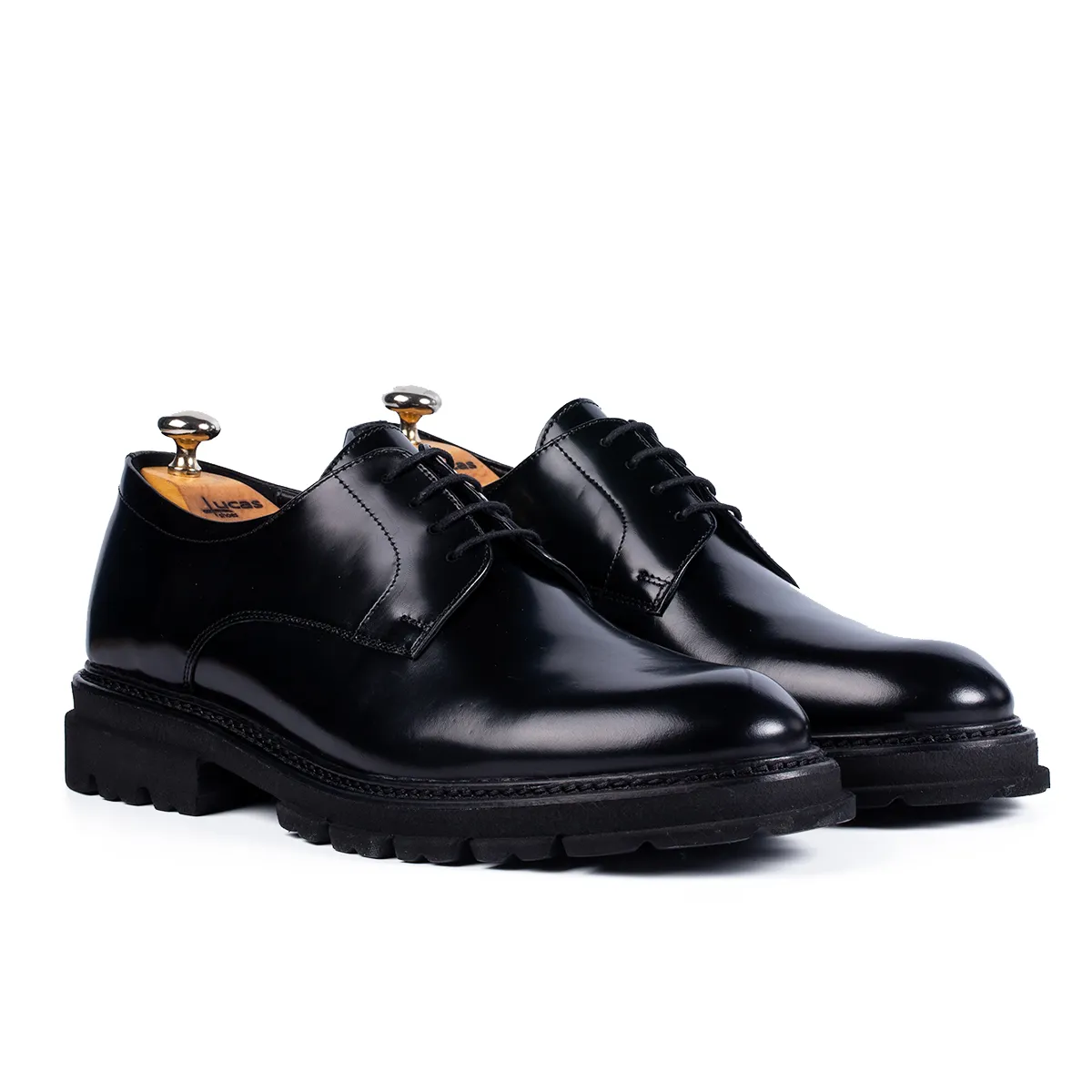 Lucas Shoes 346 Ukr pantofi barbati negru lac piele naturala