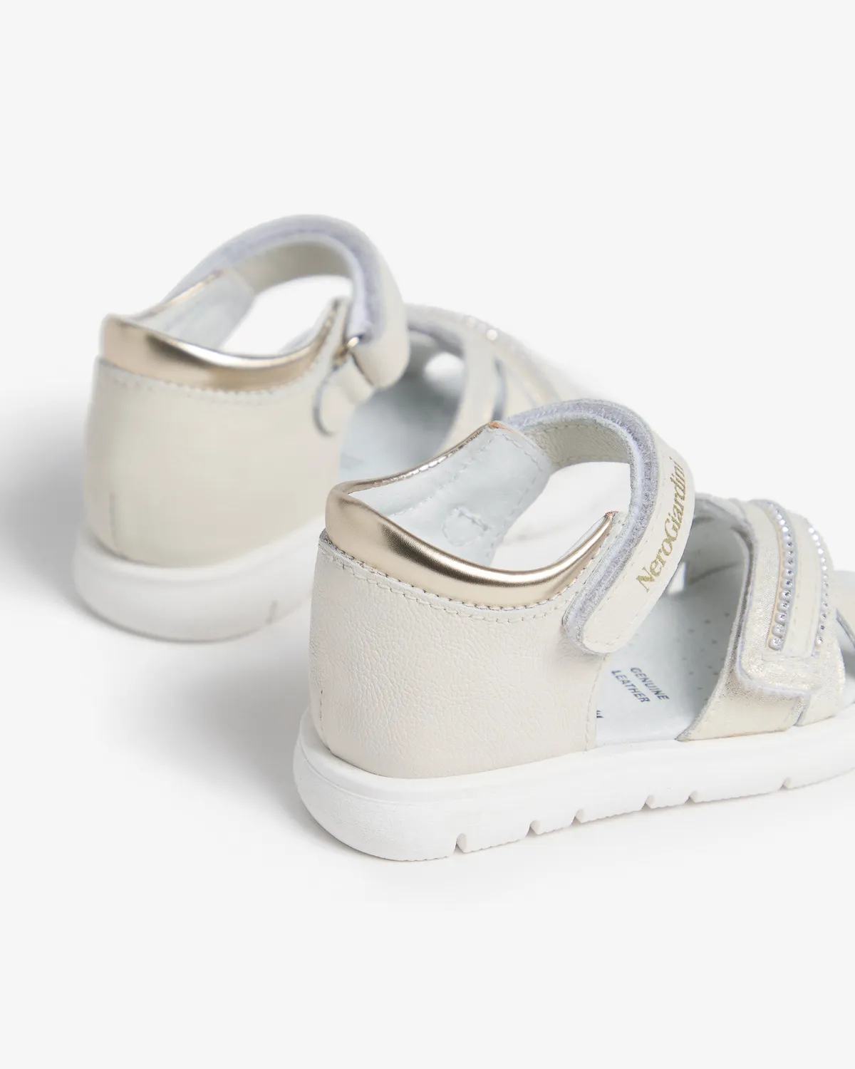 NeroGiardini sandale fete piele si textil cu velcro
