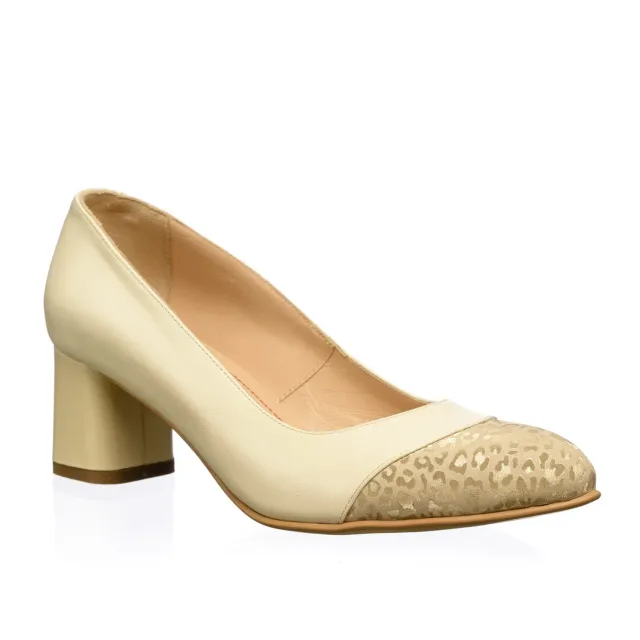 Catinca Shoes A3 BVP pantofi dama piele bej varf poney