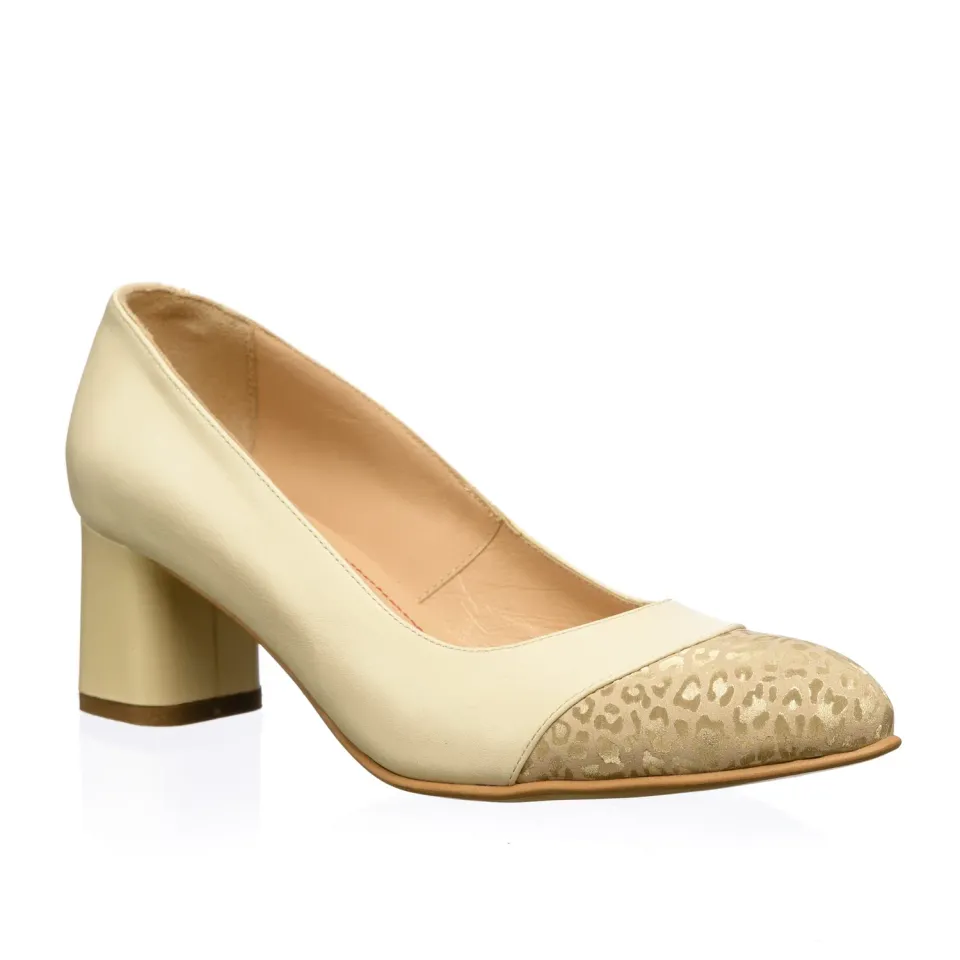 Catinca Shoes A3 BVP pantofi dama piele bej varf poney