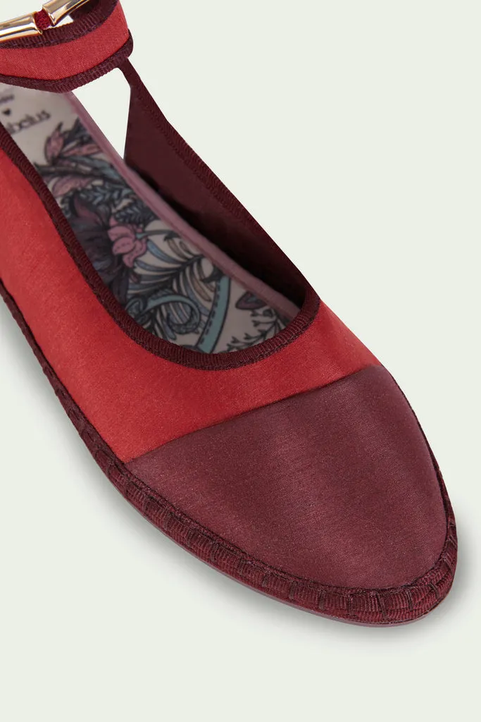 Flagelus Pierre Midnight Rouge pantofi slingback din matase