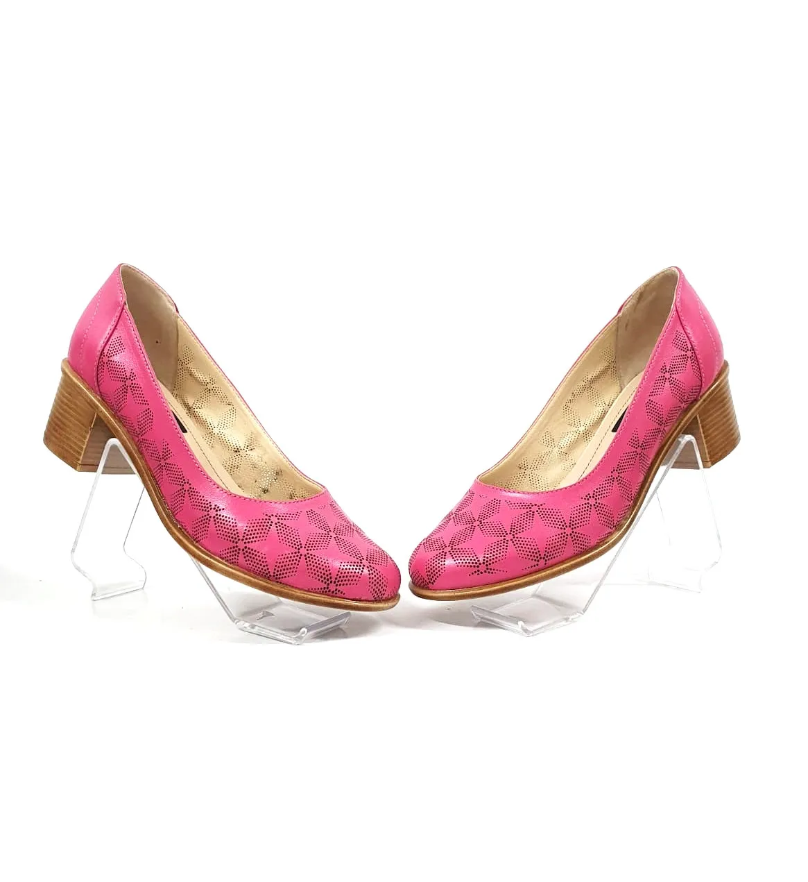 Catinca Shoes T13 RZ pantofi piele roz perforati