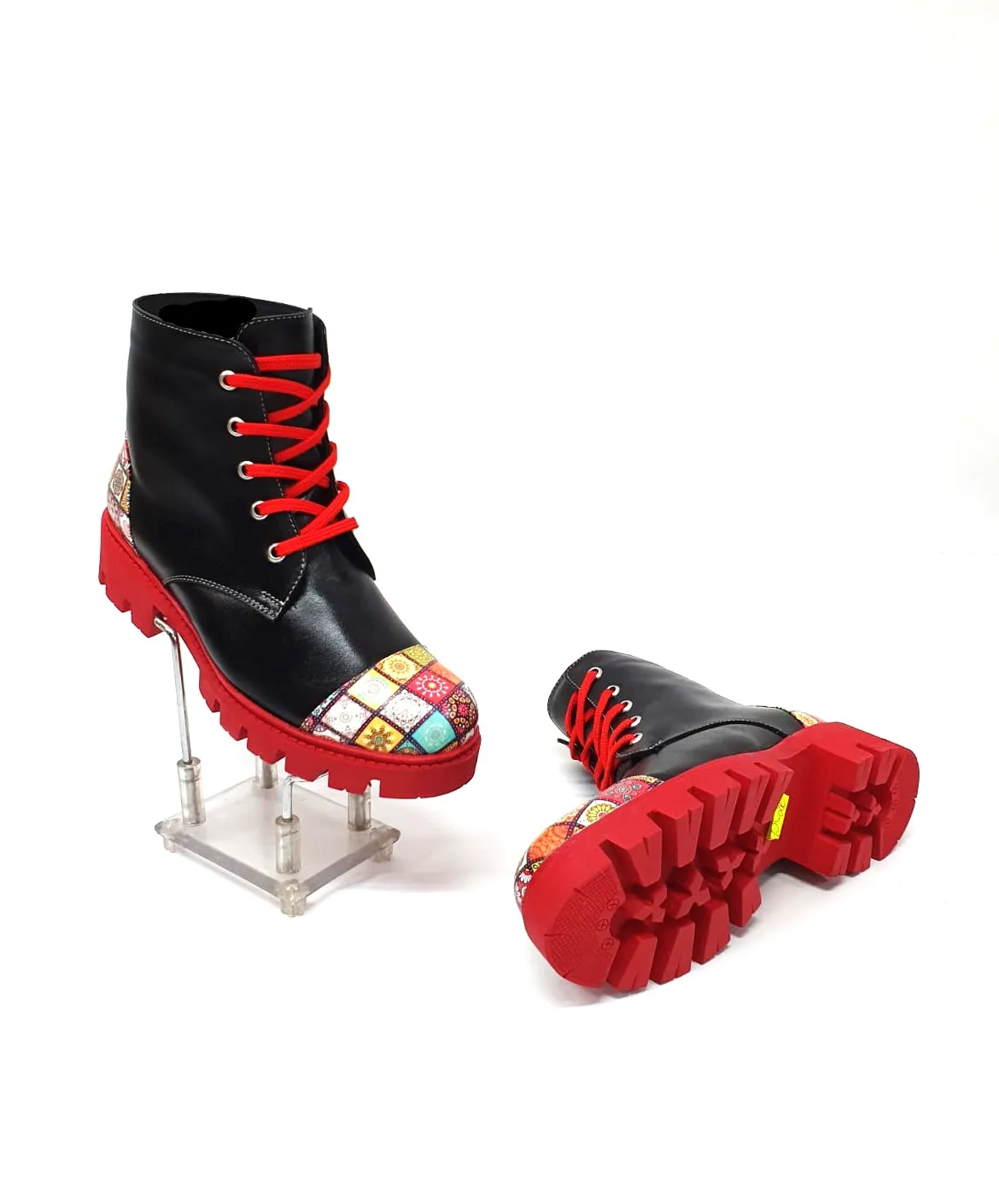 Catinca Shoes BC26 NP3D bocanci piele negru patratele 3D