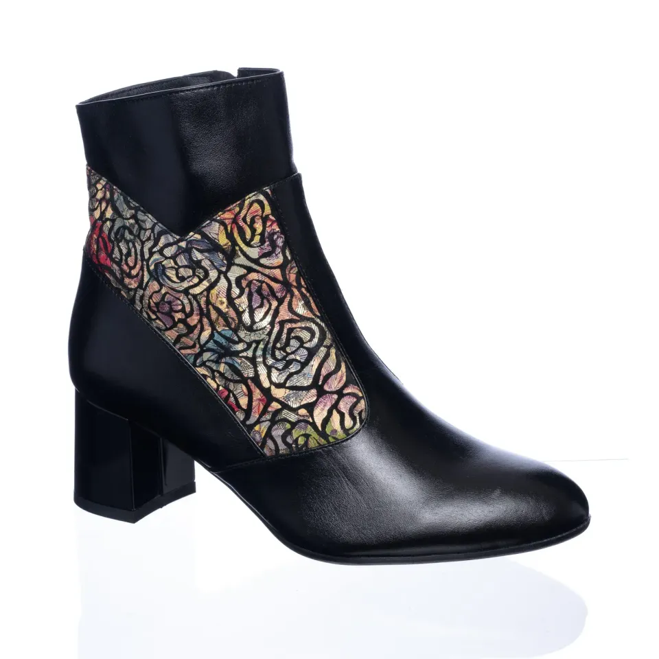 Catinca Shoes GX50 NBT ghete piele negre trandafiri