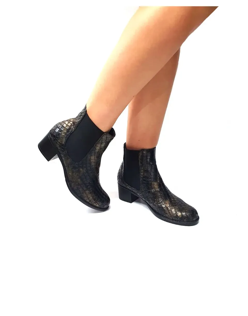 Catinca Shoes E01 SM ghete damă piele maro șarpe