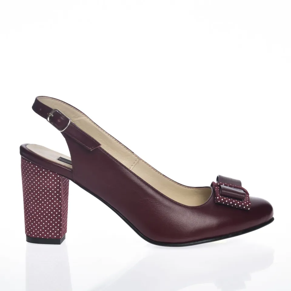 Catinca Shoes V5 sandale damă piele bordo buline