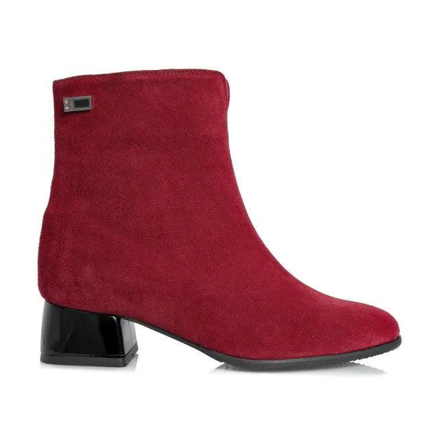 Catinca Shoes G77 RA ghete dama piele rosu antilopa