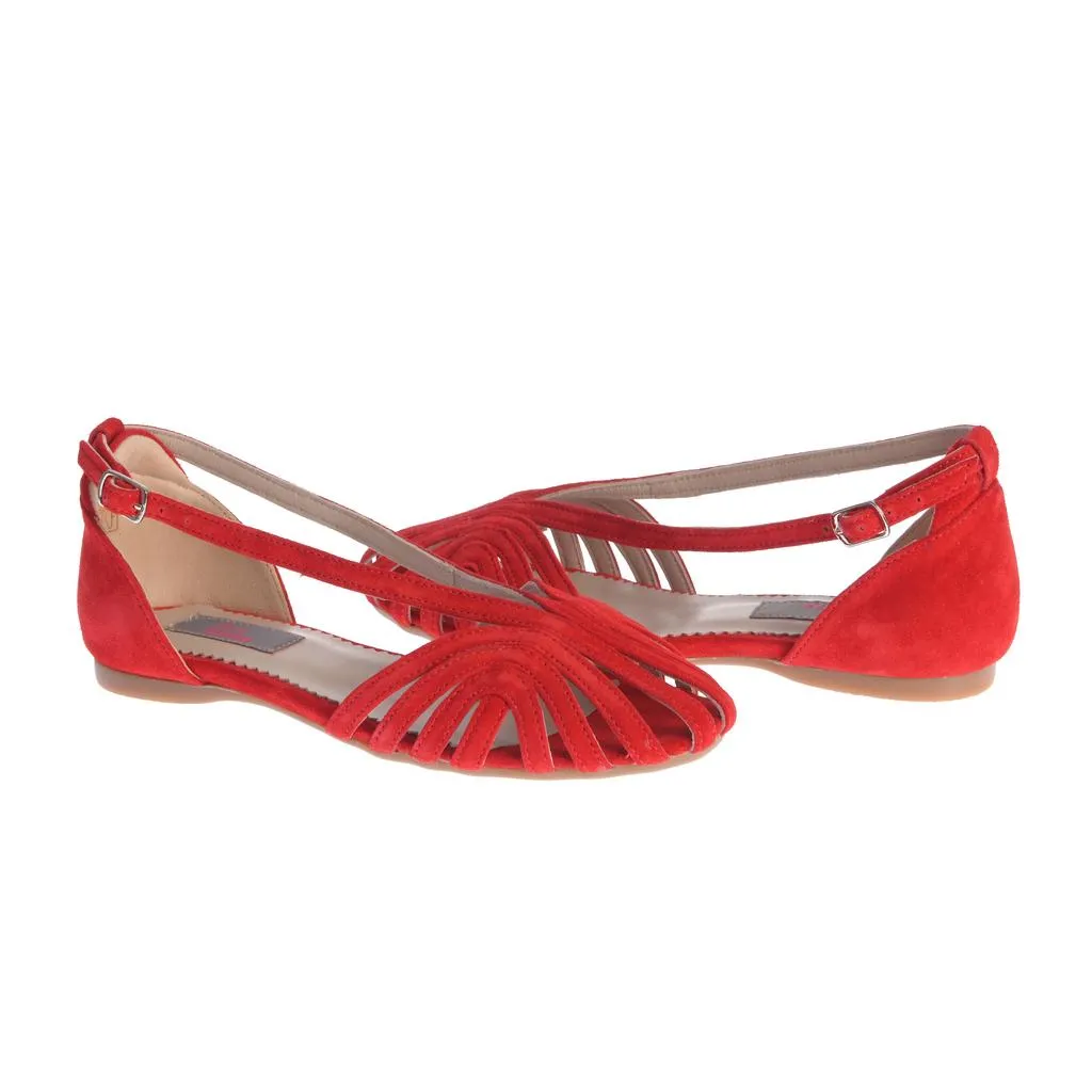 Ana Urbana Shoes Santiago sandale roșii piele întoarsă