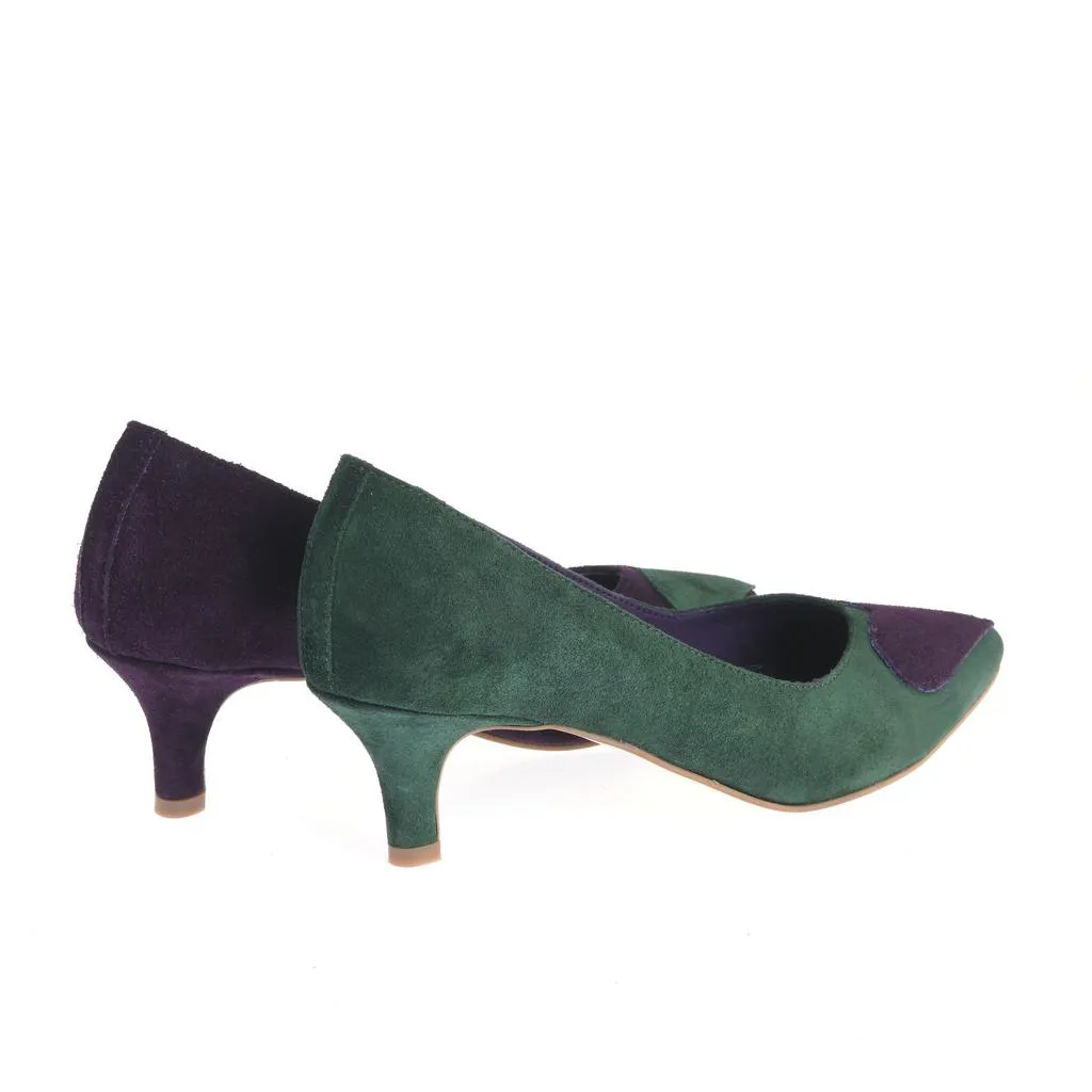 Ana Urbana Mihaela pantofi verde-mov toc 4 cm