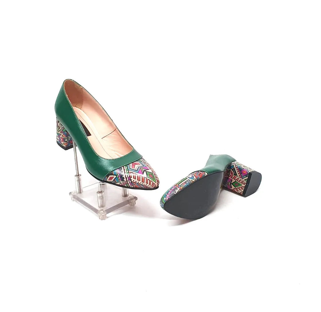 Catinca Shoes A3 VBT pantofi dama piele verde traditional