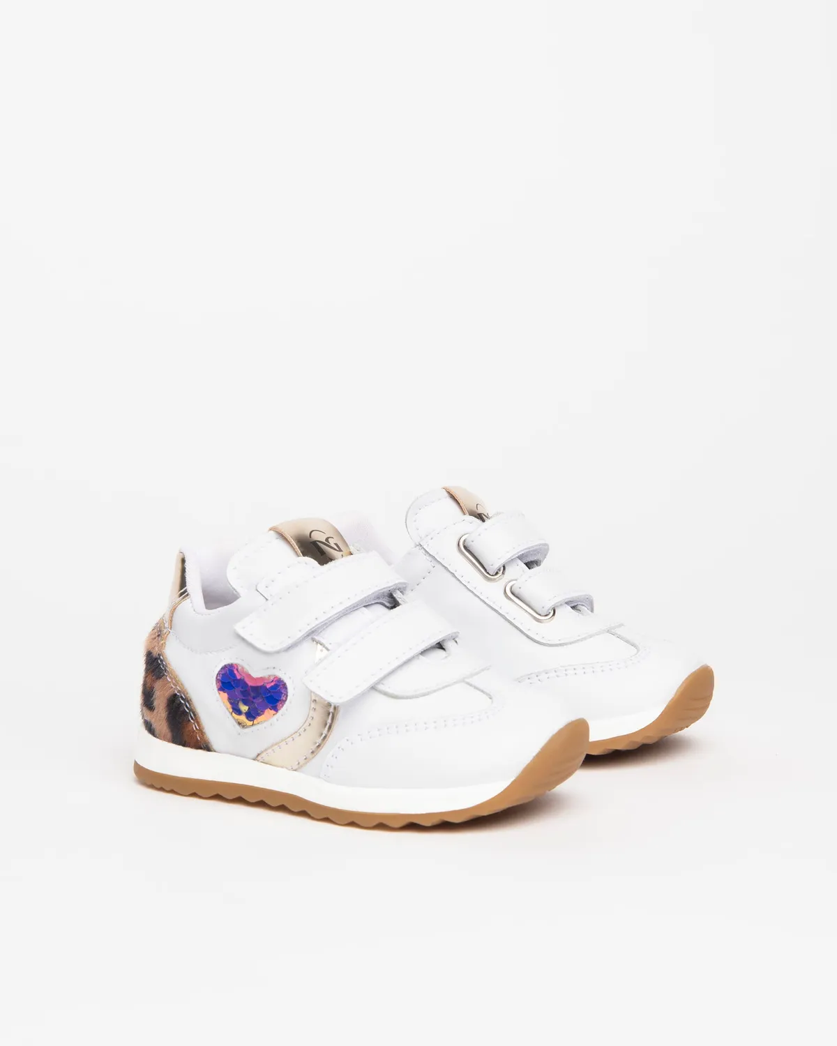 NeroGiardini pantofi sport fetite piele velcro inima